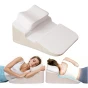 Modulares, beige-weißes orthopädisches Keilkissen mit konturiertem Kopfkissen, hier in Anwendung für Seitenschläfer und zur Unterstützung der Wirbelsäule.