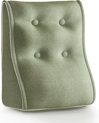 Modulares ergonomisches Leinenkissen – Grün – Gesteppte Lendenwirbelstütze.