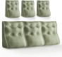 Set mit 3 modularen Lendenkissen – Grünes Leinen, gesteppt und ergonomisch.