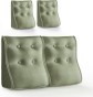 Set mit 2 modularen Lendenkissen – Grünes Leinen, gesteppt und ergonomisch.