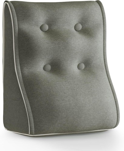 Modulares ergonomisches Leinenkissen – Grau – Gesteppte Lendenwirbelstütze.