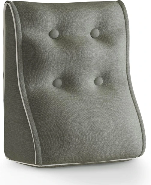 Modulares ergonomisches Leinenkissen – Grau – Gesteppte Lendenwirbelstütze.