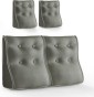 Set mit 2 modularen Lendenkissen – Graues Leinen, gesteppt und ergonomisch.
