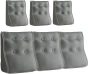 Set aus drei gesteppten, ergonomischen Lendenkissen aus grauem Samt mit weißer Paspelierung.