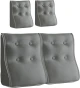 Set aus zwei gesteppten, ergonomischen Lendenkissen aus grauem Samt mit weißer Paspelierung.