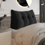 Großes Lesekissen aus Cord – Schwarz. Schlafzimmer-Arrangement auf dem Bett.