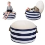 Der Pouf mit Stauraum (Storage) ist ein rundes, multifunktionales Möbelstück im maritimen Stil, ideal für Kinderzimmer, Wohnzimmer oder Flur. Erhältlich in drei Ausführungen.