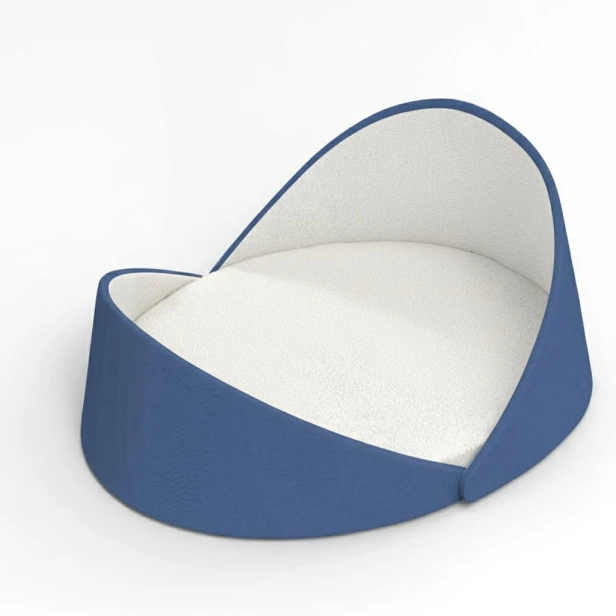 Luxuriöses Muschel-Katzenbett – Blau.