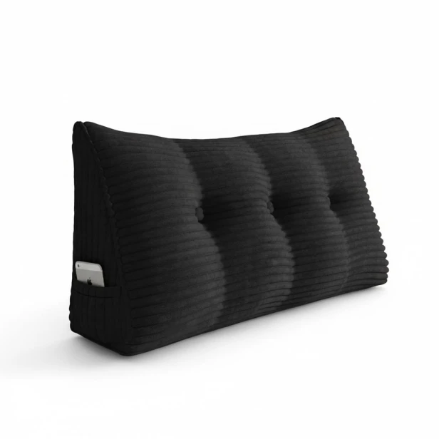 Großes Lesekissen aus Cord – Schwarz.