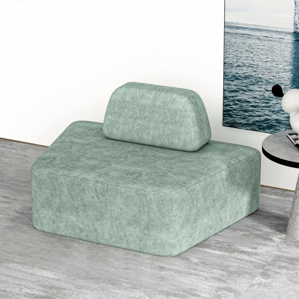 Halbrundes modulares Ecksofa, Anordnung im Wohnzimmer.