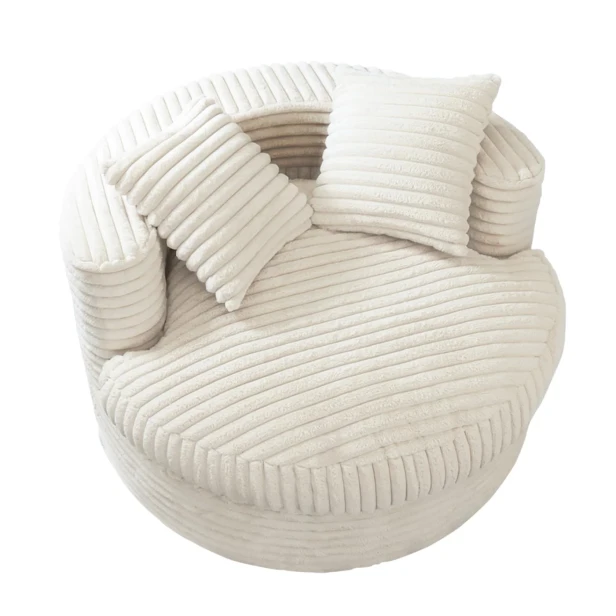 Runde Lounge-Chaiselongue, Sofa, Sessel, beige.
