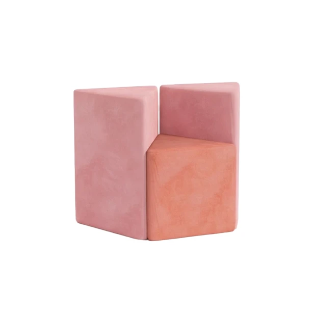 Set mit 3 modularen Poufs in Lavendelfarbe.