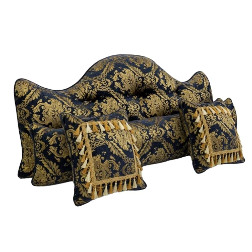 Königliches Set bequemer Kissen mit blauem Blumenmuster.