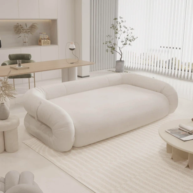 Sofa mit Schlaffunktion, klappbar, für die Aufstellung im Wohnzimmer.