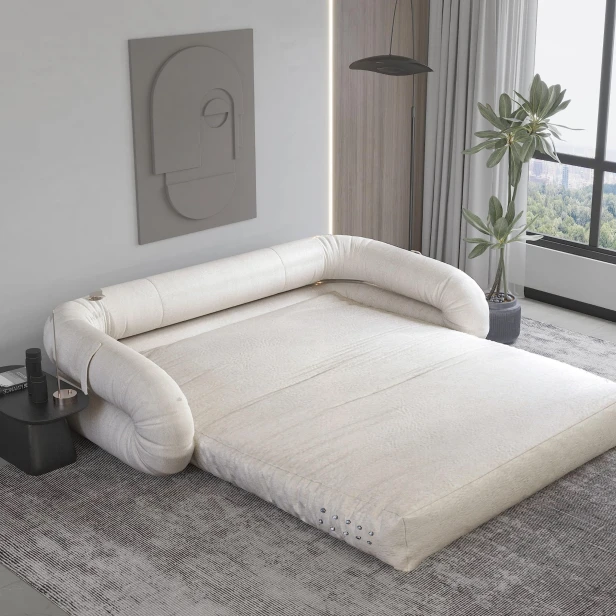 Sofa mit Schlaffunktion, klappbar, für die Aufstellung im Wohnzimmer.