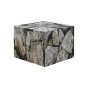 Moderner Fußhocker, Pouf. Minimalistisches Würfeldesign, weich gepolsterter Sitz. Marmoroptik.