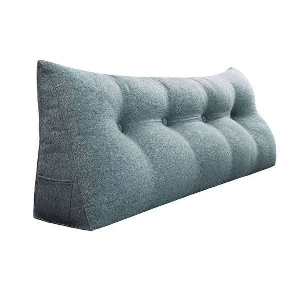 Dreieckiges Lesekissen – Graues Leinen 140cm