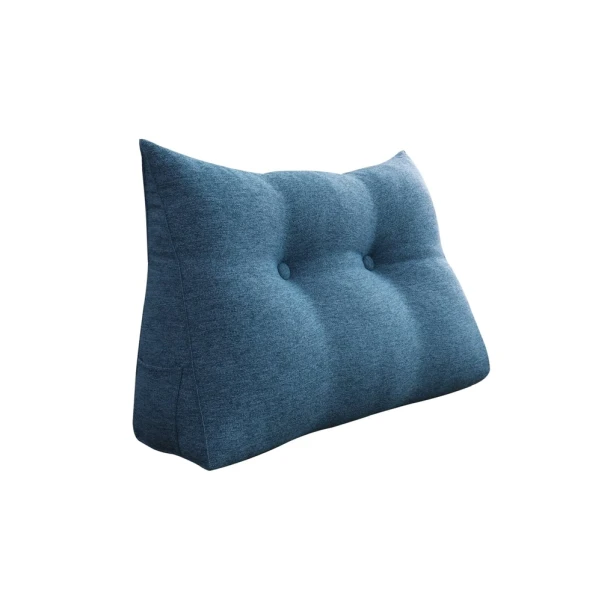 Dreieckiges Lesekissen – Blaues Leinen 60cm