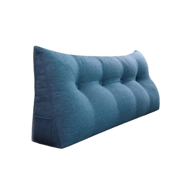 Dreieckiges Lesekissen – Blaues Leinen 120cm