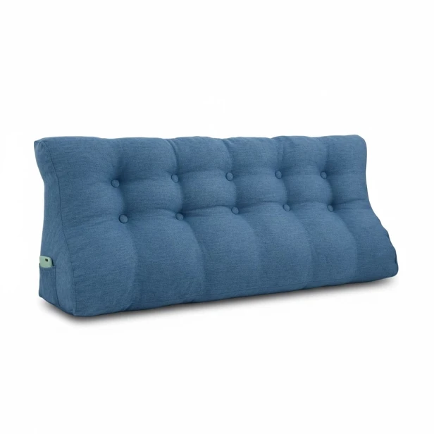 Dreieckiges Lesekissen – Blaues Leinen 160cm