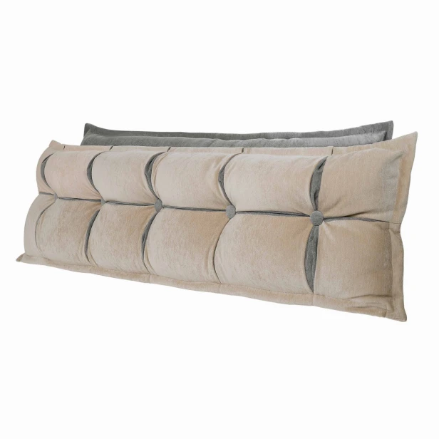 Beige-graues Kopfstützkissen mit Stauraum