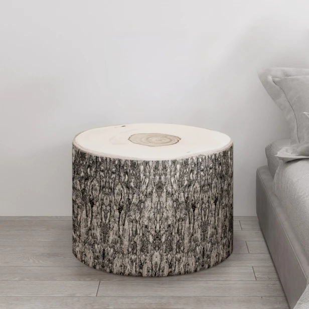 Cooler geometrischer ovaler Hocker mit Baummotiv, Wohndekoration
