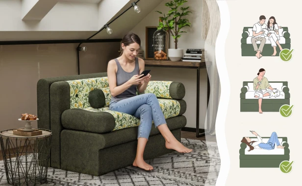 Zweisitzer-Sofa, Nutzungsmöglichkeiten.