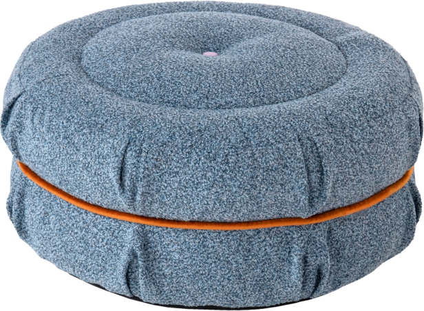 Blauer Macaron-Pouf