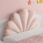 Muschelförmiges Wandkissen fürs Schlafzimmer, rosa Kopfteil. Schlafzimmereinrichtung.