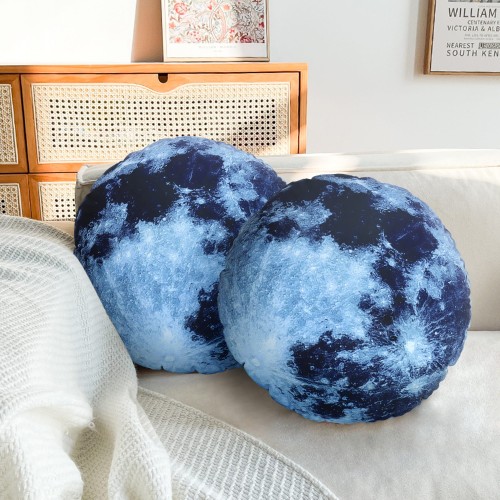 Schwarzes Mond-Rundkissen, Wohnaccessoire.