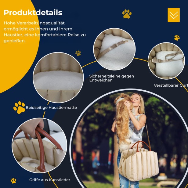 Luxuriöse Haustiertasche, Produktdetails.
