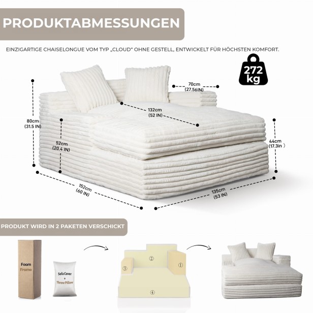 Weiches Heimsofa, Produktabmessungen.