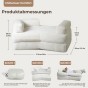 Sofa mit weicher Entspannungszone, Produktabmessungen.