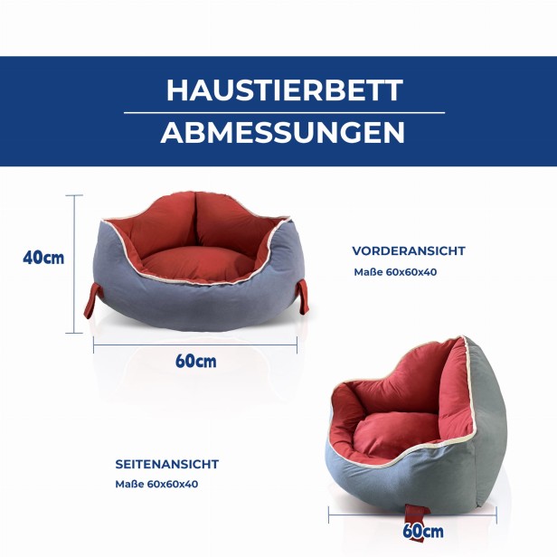 Gemütliches Eck-Hundebett, Produktabmessungen