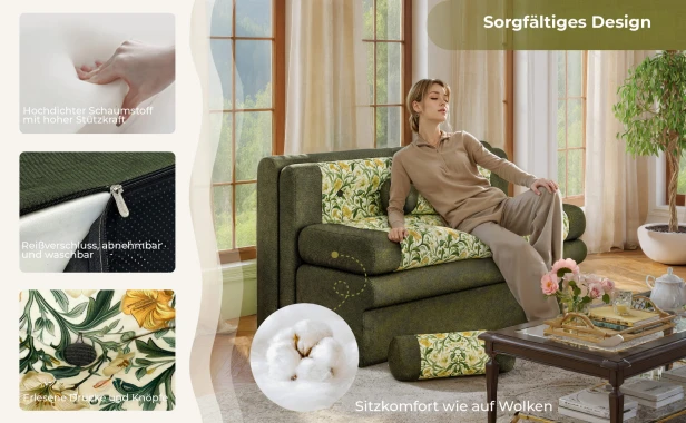 Zweisitzer-Sofa, sorgfältig entworfen