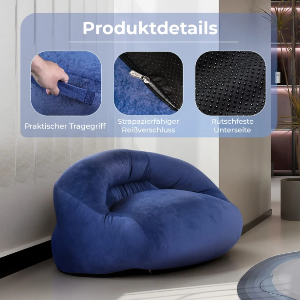 Blauer Pouf/Sessel, Produktdetails.