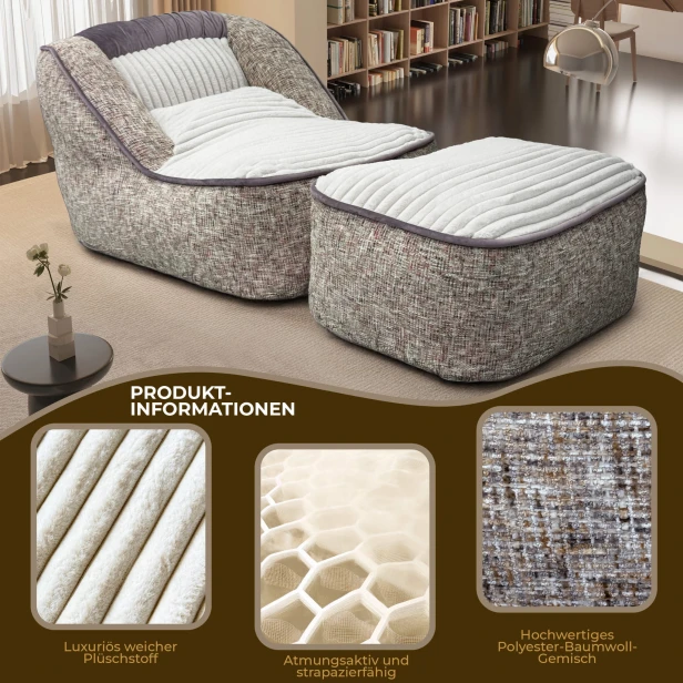 Lounge-Sessel mit Fußstütze, Produktinformationen.