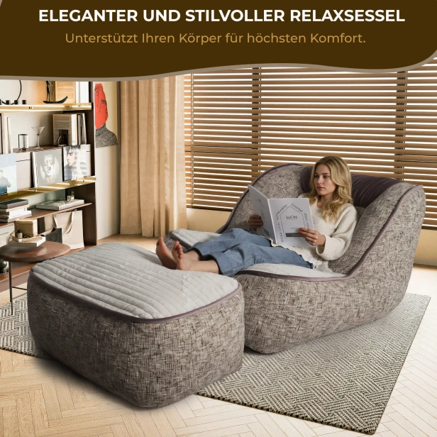 Liegestuhl mit Fußstütze, Anordnung im Wohnzimmer.