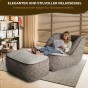 Liegestuhl mit Fußstütze, Anordnung im Wohnzimmer.