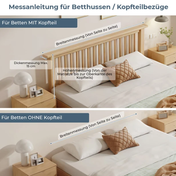 Kopfstütze mit Diamantknöpfen verziert, Messanleitung.