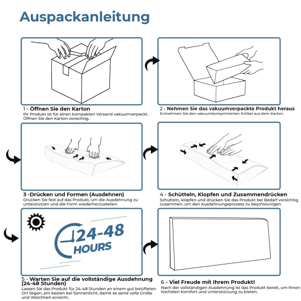 Kopfstütze mit Diamantknöpfen verziert, Auspackanleitung.