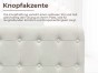 Gestepptes Kopfteil mit Knöpfen, Nahaufnahme der Knöpfe.