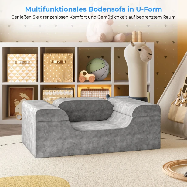 U-förmiges Sofa, Anordnung in einem Kinderzimmer.