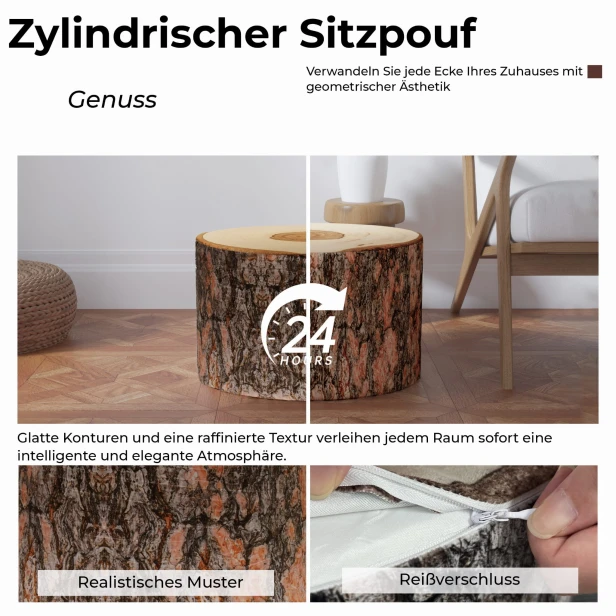 Cooler geometrischer ovaler Hocker mit Baummotiv, Produktdetails.