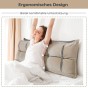 Beige-graues Kopfstützenkissen mit Stauraum und Stützfunktion.