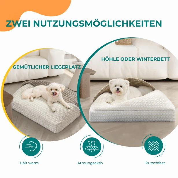 Gestepptes Hundebett – Tasche, Verwendungsmöglichkeiten.