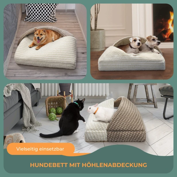 Gestepptes Hundebett – mit Tasche, vielseitig einsetzbar.
