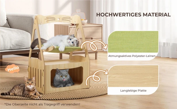 Katzenschaukel, bei der Wert auf hochwertige Materialien gelegt wird.