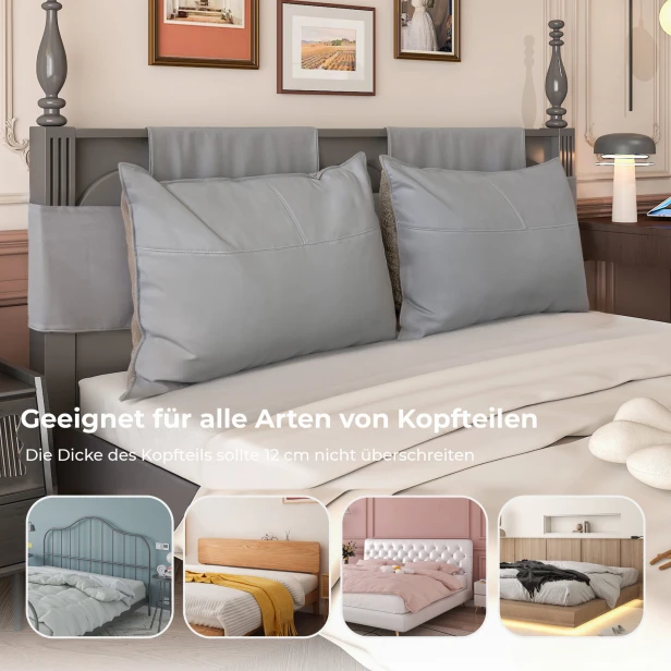 Doppelseitig verstellbares Kissen, kompatibel mit vielen Kopfstützen.
