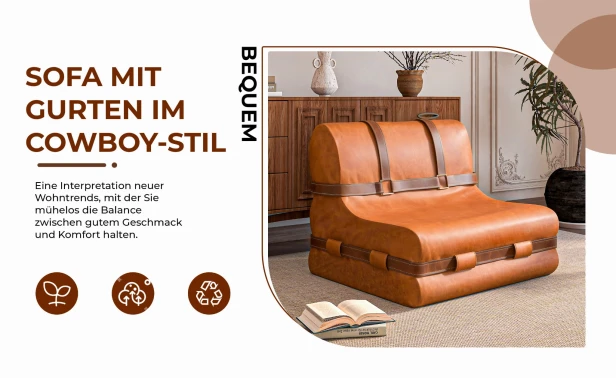 Sofa mit dekorativen Lederriemen, Produktvorteile